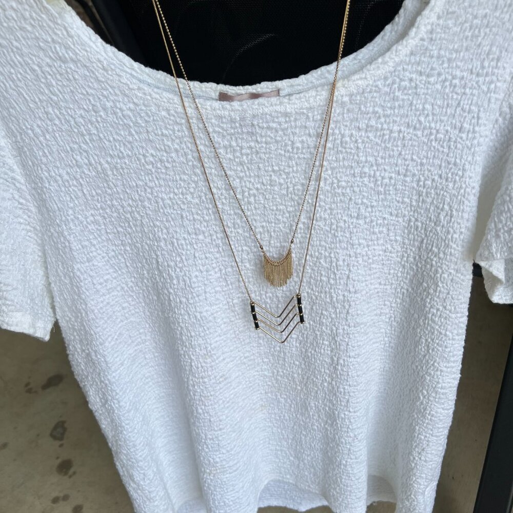 Claire's 30" Double Necklace Design - Gold with Gold/Black Pendant